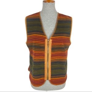 Women’s Multicolor Striped Zipper Fleece Vest